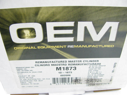 Oem Remanufacturing M1873 Reman Brake Master Cylinder