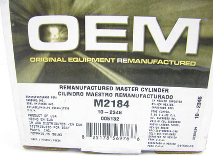Oem Remanufacturing M2184 Brake Master Cylinder W/ O Reservoir