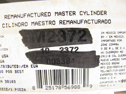 Oem M2372 Reman Brake Master Cylinder W/O Reservoir 1986-1988 Taurus & Sable