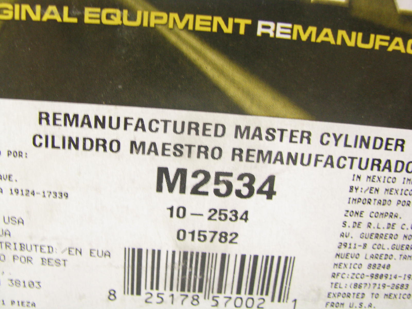 Oem M2534 Reman Brake Master Cylinder 1990-1995 Chevrolet Astro & GMC Safari