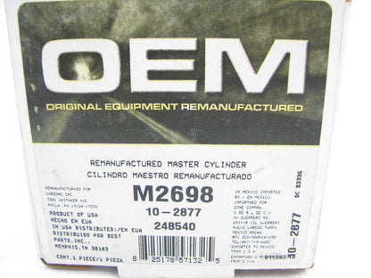 Oem Remanufacturing M2698 Brake Master Cylinder W/ O Reservoir 4-Wheel ABS