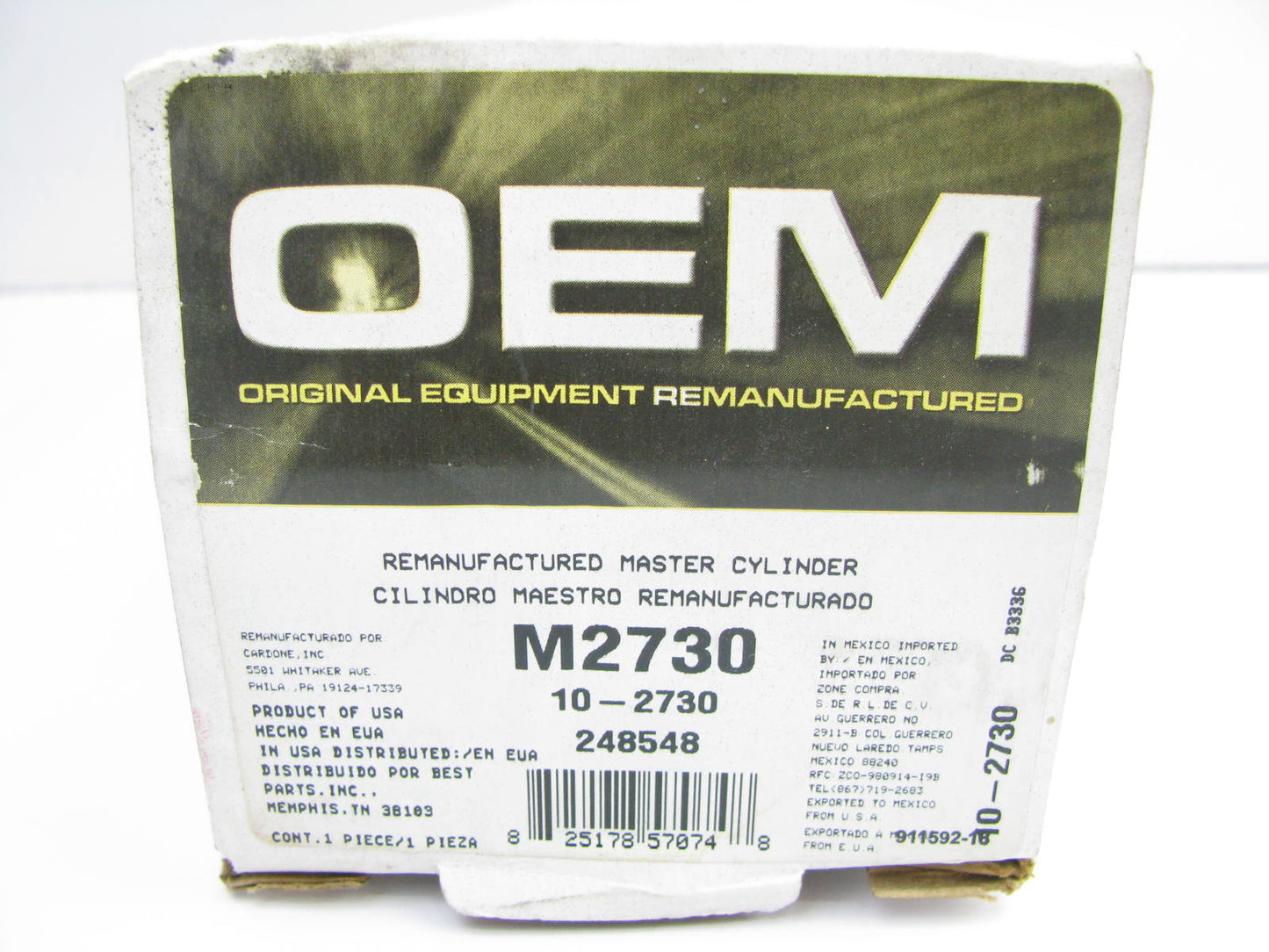 Oem Remanufacturing M2730 Brake Master Cylinder W/ O Reservoir 4-Wheel ABS