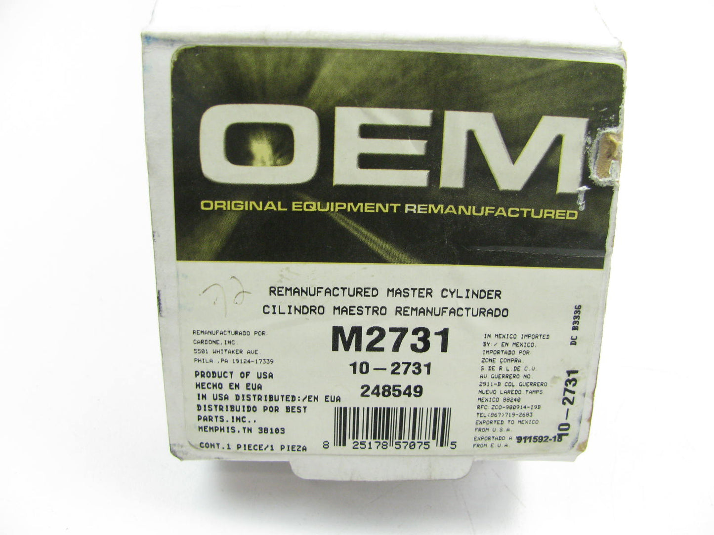 Oem Remanufacturing M2731 Reman Brake Master Cylinder W/O Reservoir