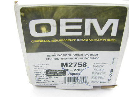 Oem Remanufacturing M2758 Reman Brake Master Cylinder W/O Reservoir