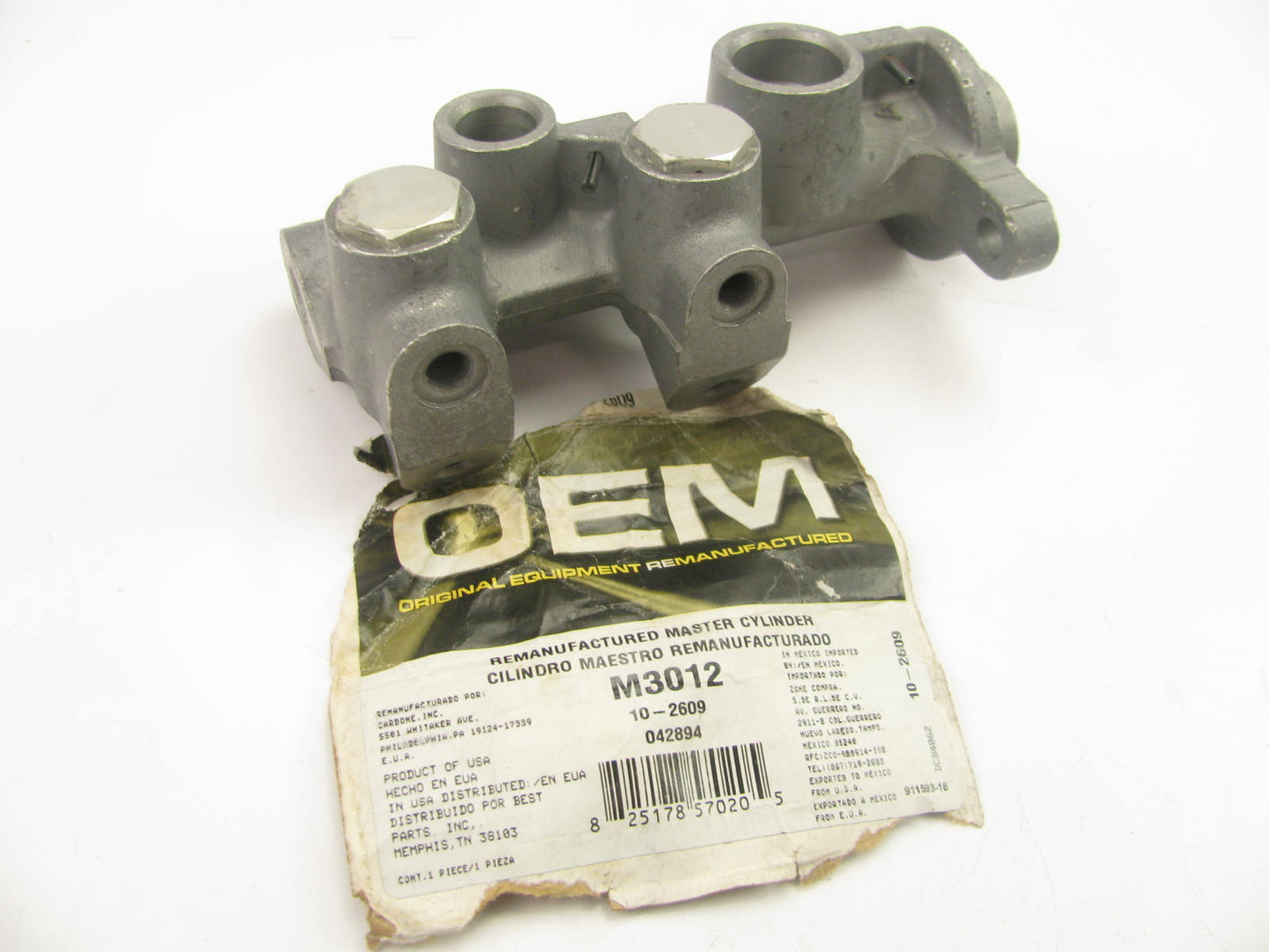Oem Remanufacturing M3012 Reman Brake Master Cylinder W/O Reservoir