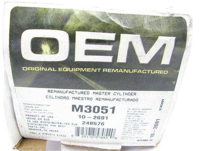 Oem Remanufacturing M3051 Reman Brake Master Cylinder W/O Reservoir