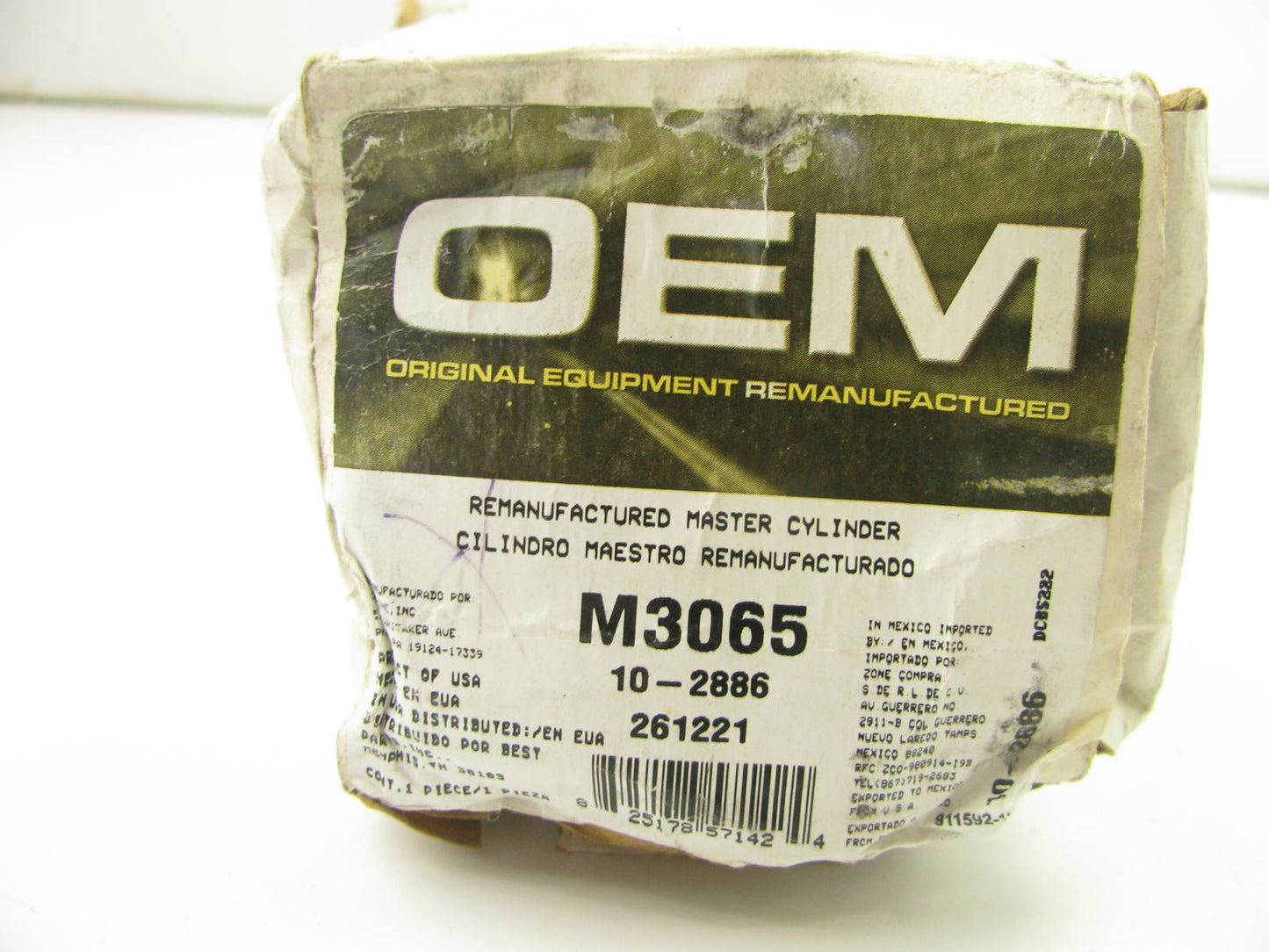 Oem Remanufacturing M3065 Reman Brake Master Cylinder W/O Reservoir
