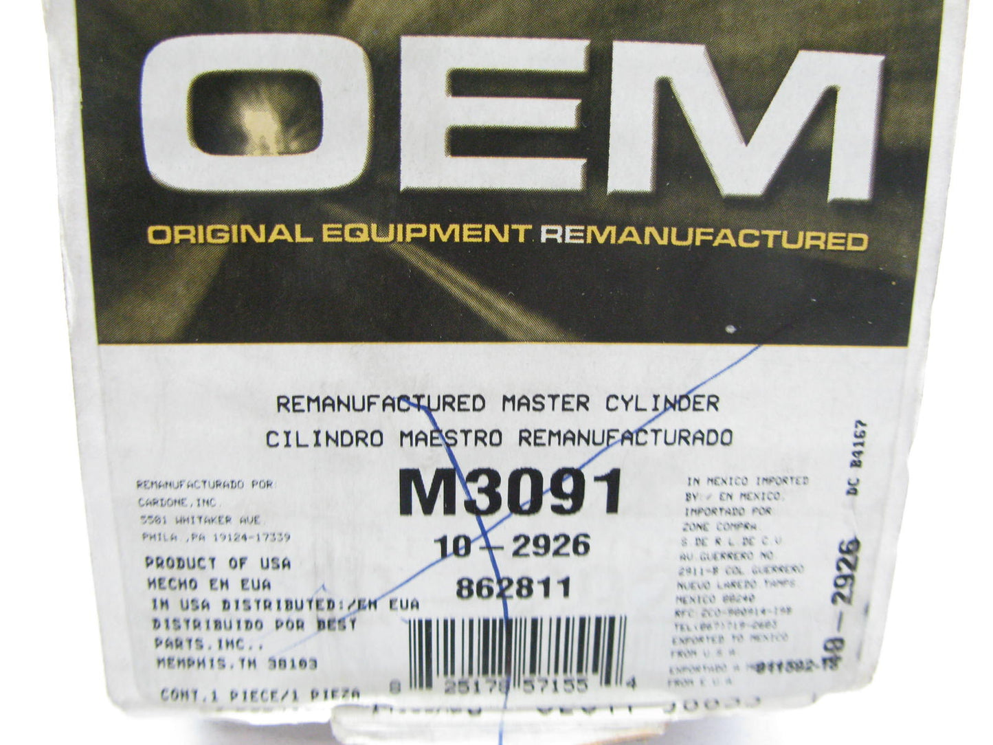 Oem Remanufacturing M3091 Reman Brake Master Cylinder For 00-05 Cavalier Sunfire