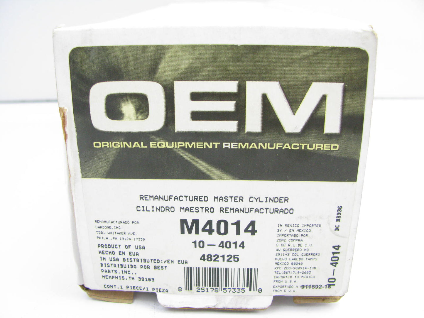 Oem Remanufacturing M4014 Reman Brake Master Cylinder W/O Reservoir