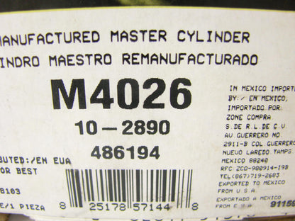 Oem Remanufacturing M4026 Reman Brake Master Cylinder W/O Reservoir