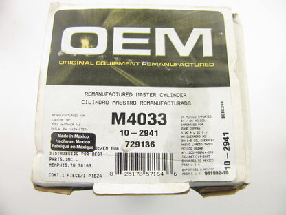 Oem Remanufacturing M4033 Reman Brake Master Cylinder For 2000-03 Taurus & Sable