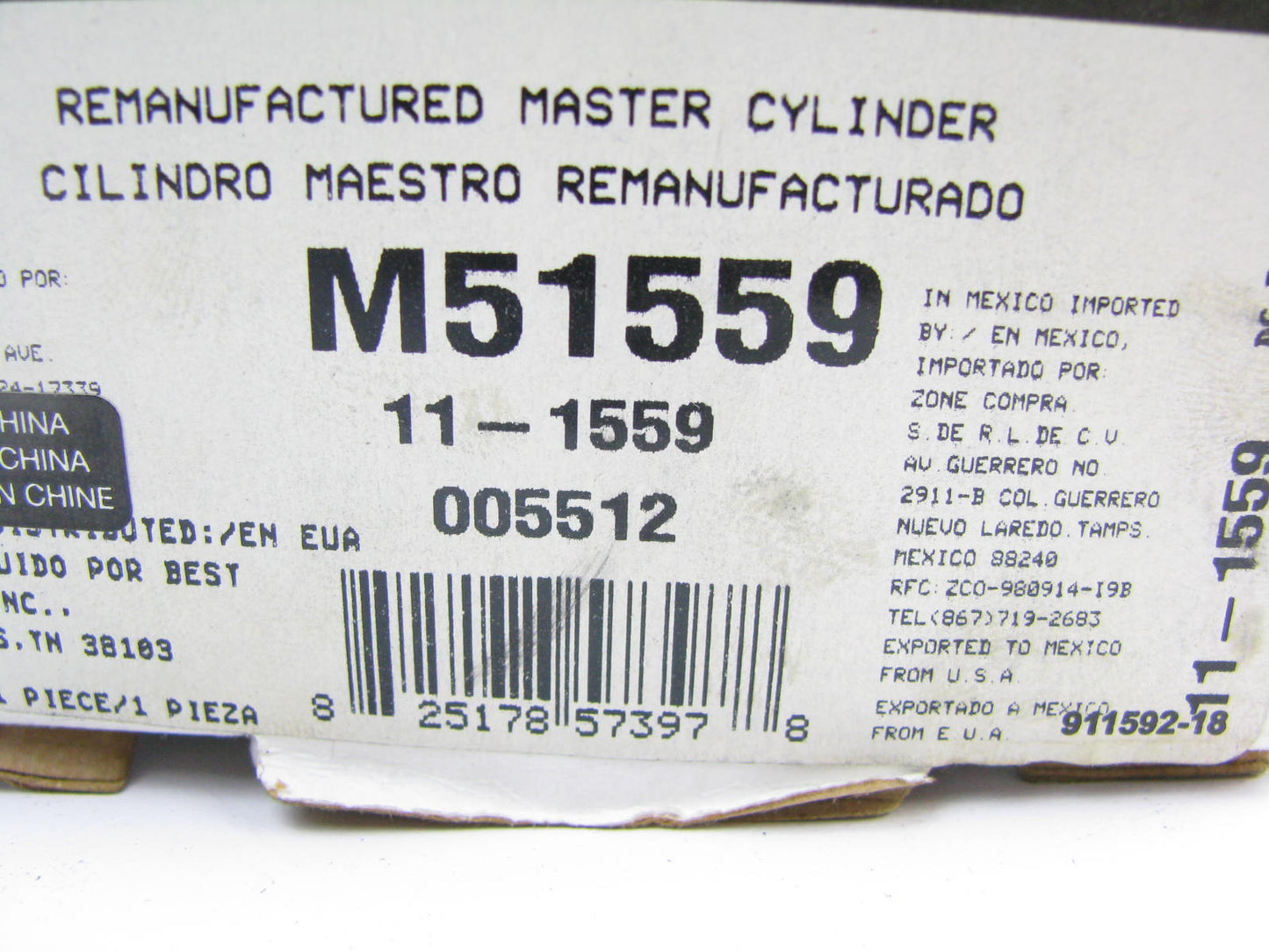 Oem M51559 Reman Brake Master Cylinder For 1967-1970 VW Beetle Karmann Ghia
