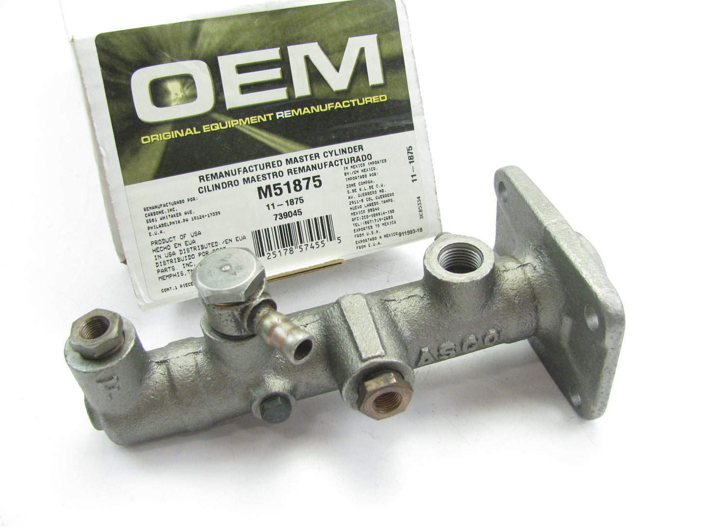 Oem Remanufacturing M51875 Reman Brake Master Cylinder W/O Reservoir