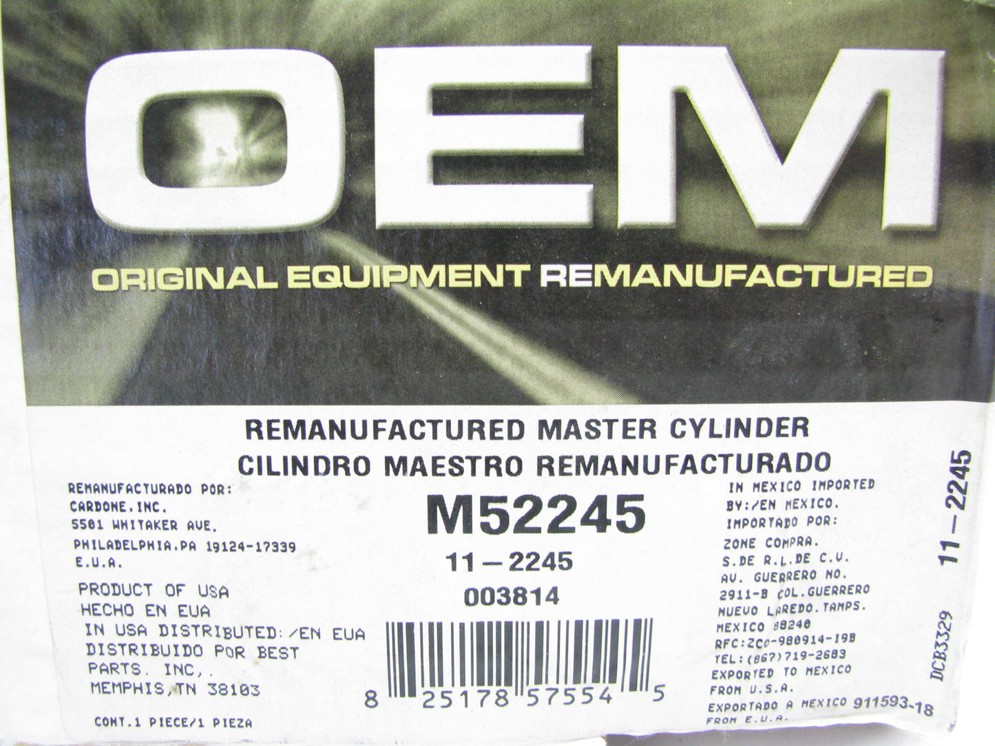 OEM Remanufacturing M52245 Brake Master Cylinder W/O Reservoir 1983-1985 Camry Type 2