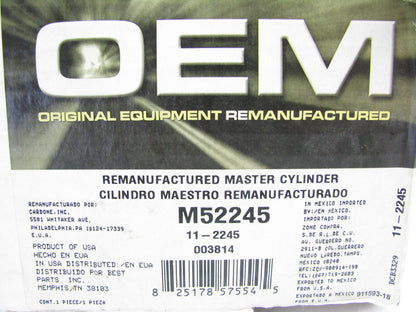 OEM Remanufacturing M52245 Brake Master Cylinder W/O Reservoir 1983-1985 Camry Type 2