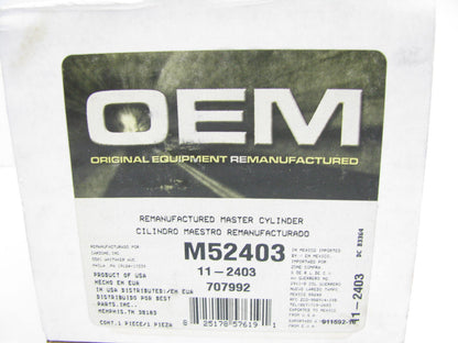 Oem Remanufacturing M52403 Brake Master Cylinder W/ O Reservoir 7/8'' Bore