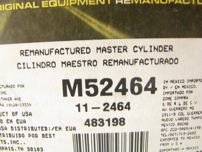 Oem Remanufacturing M52464 Reman Brake Master Cylinder W/O Reservoir