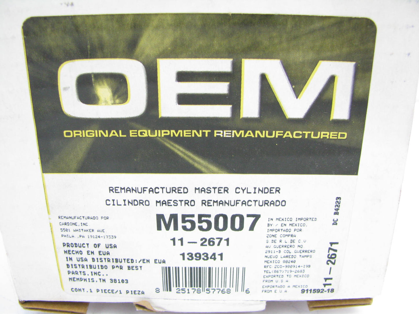 Oem M55007 Reman Brake Master Cylinder For 1993-1997 Ford Probe MX-6 1993-99 626