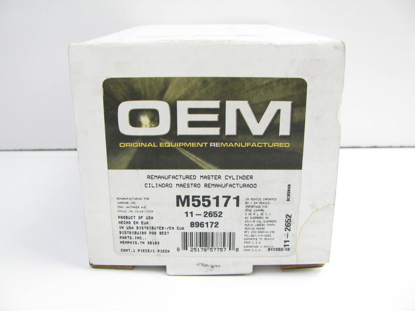 Oem Remanufacturing M55171 Reman Brake Master Cylinder W/O Reservoir