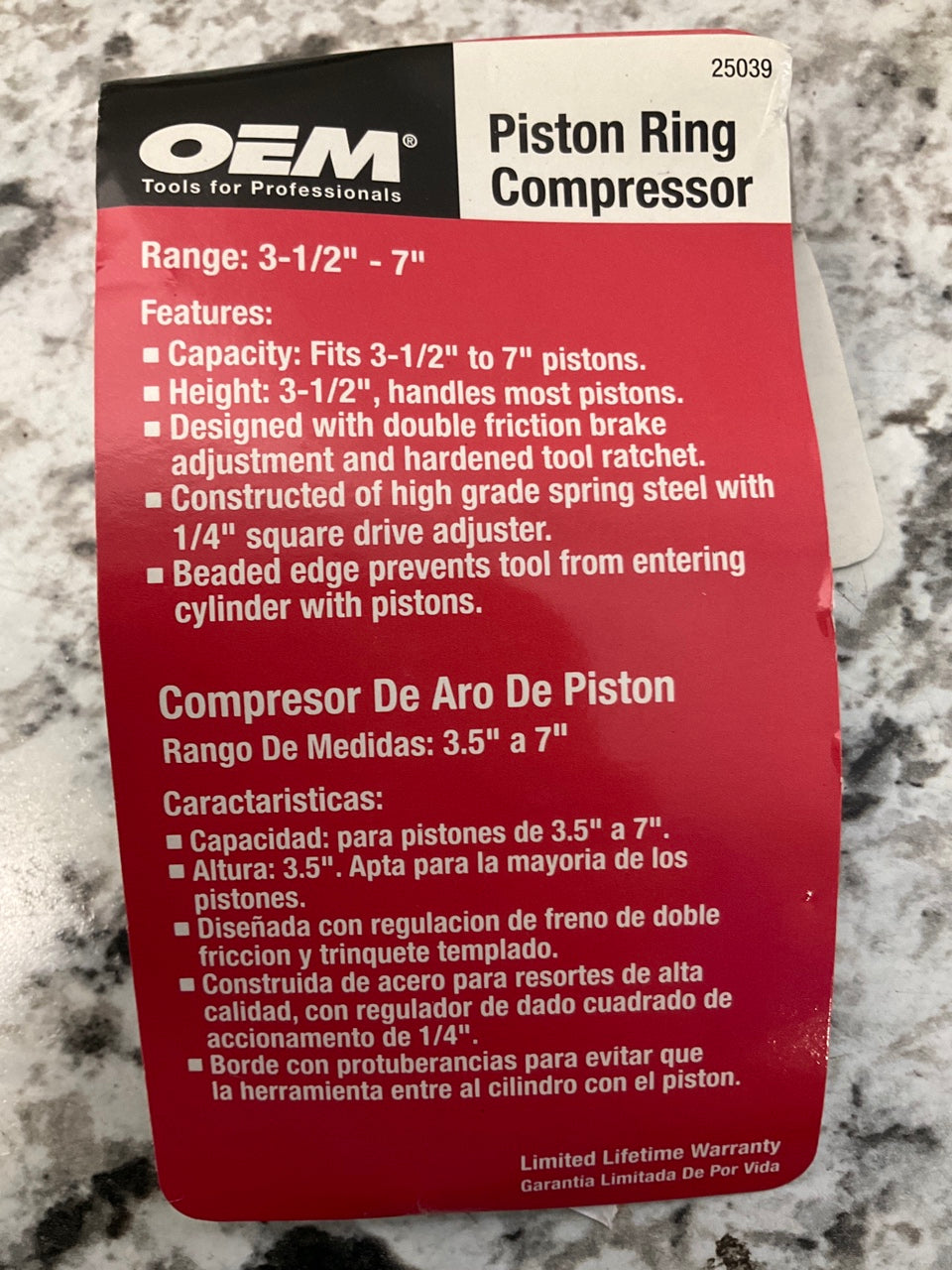 OEMTOOLS 25039 Piston Ring Compressor Tool (3 1/2 Inch­ To 7 Inch)