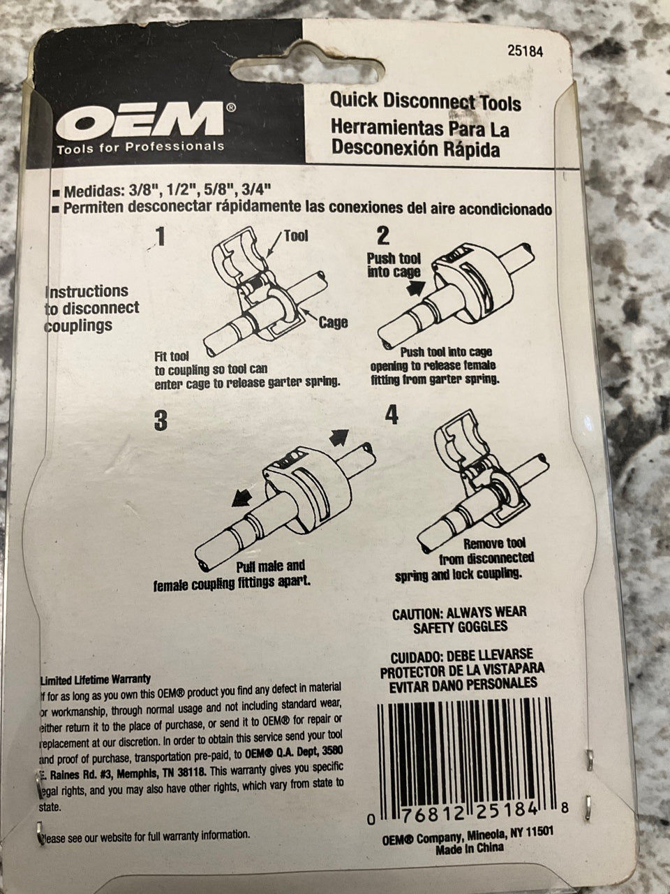 OEM TOOLS 25184 A/C Quick Disconnect Tool Set 3/8'', 1/2'', 5/8'', 3/4'' Couplers