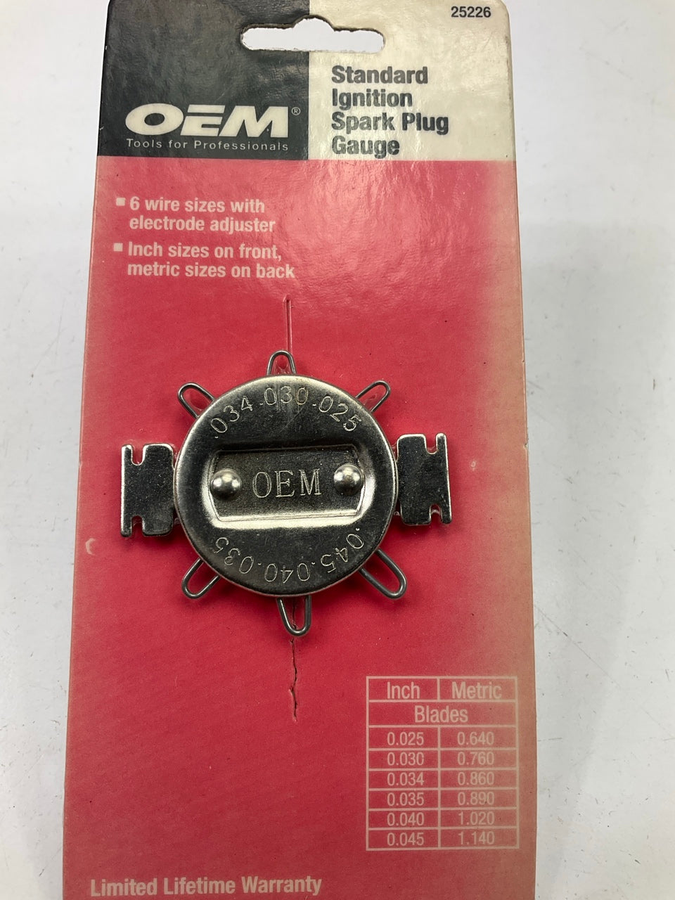 OEM TOOLS 25226 Standard Ignition Spark Plug Gauge, 0.025'' To 0.045''