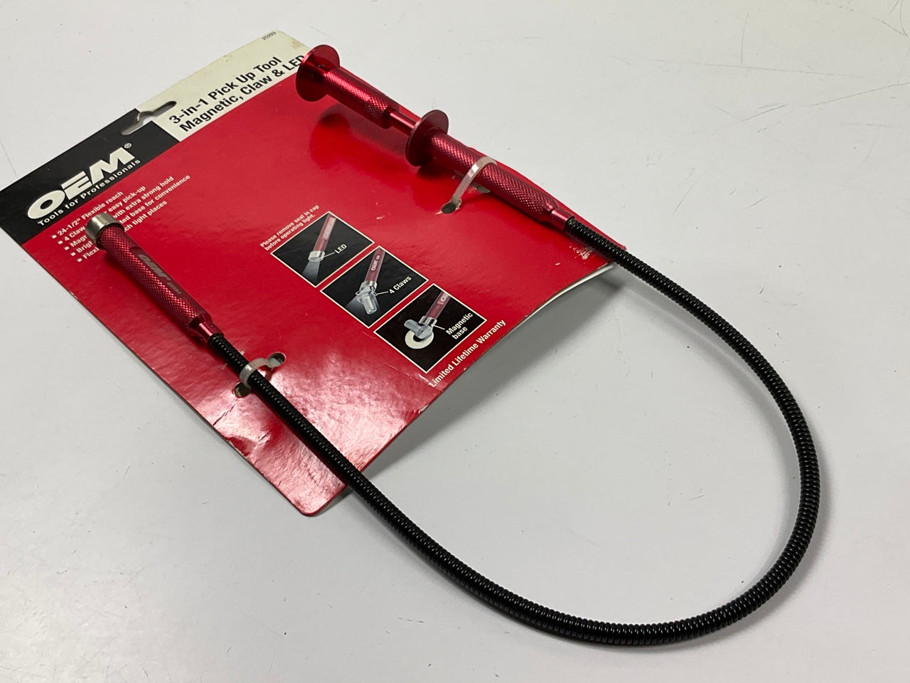 OEM Tools 25293 - 24.5'' Lighted Magnetic Flexible Claw Retriever Pick-Up Tool