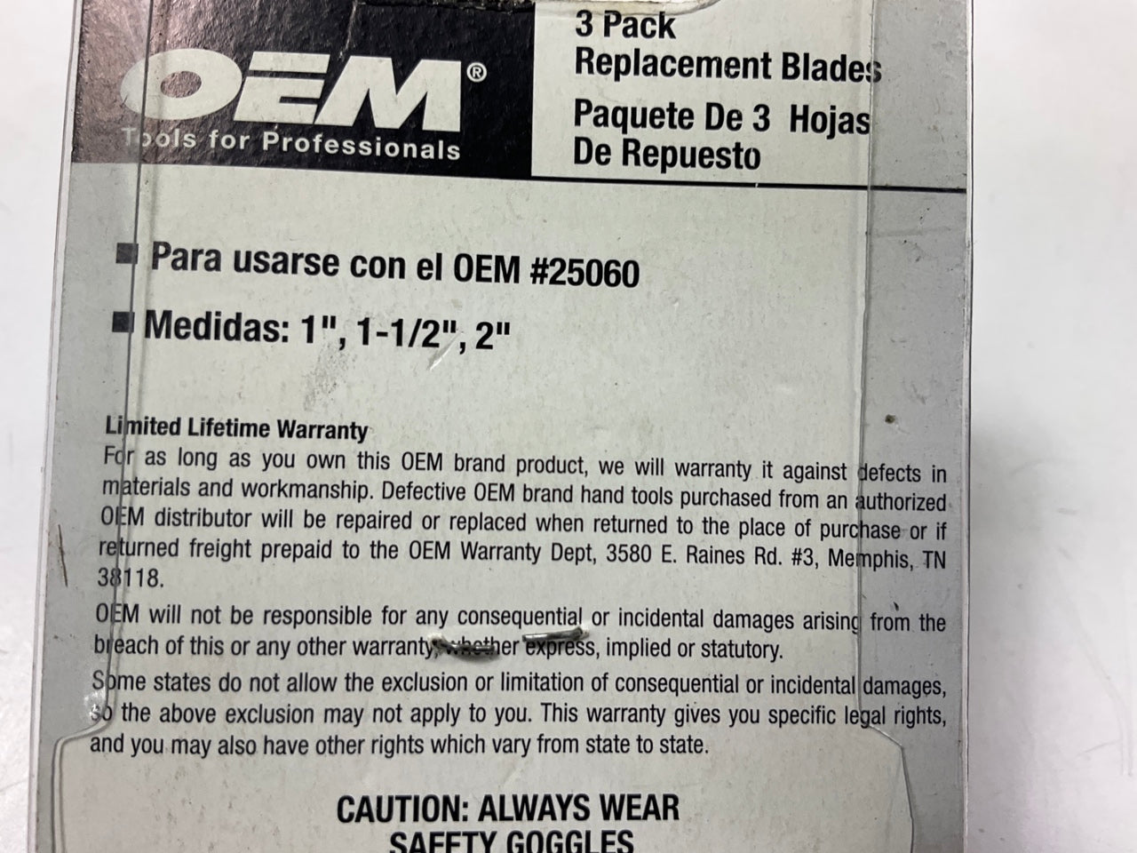 OEM Tools 25302 3 Piece Heavy Duty Steel Scraper Blades 1'', 1.5'' & 2''
