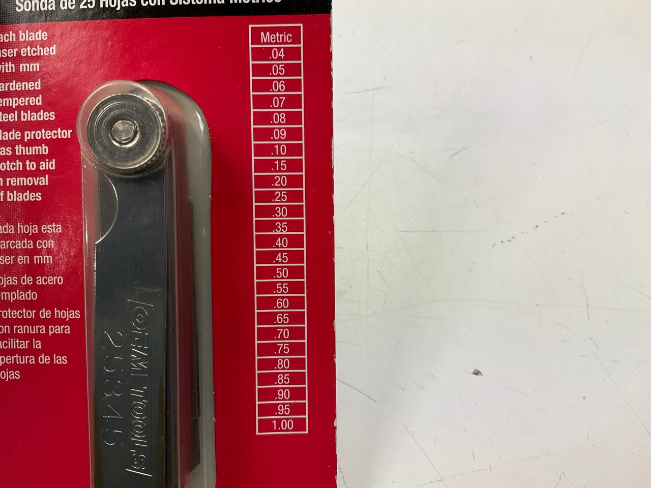 OEM Tools 25345 Metric Feeler Gauge With 25-Blade Sizes,  0.04mm To 1mm