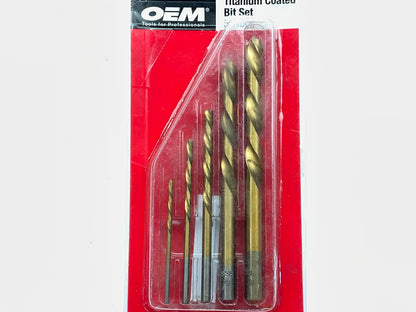 OEM Tools 25771 Left Hand Titanium Coated Drill Bits - 19/64 1/4 5/32 1/8 1/16''