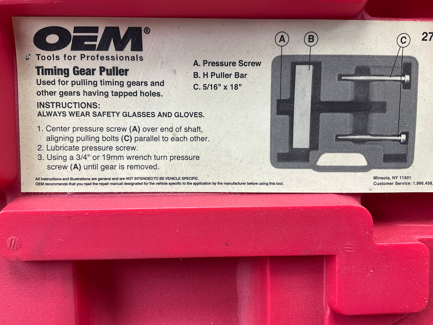 USED #20 - OEM TOOLS 27009 Timing Gear Puller Tool - Pull Timing Gears With Ease