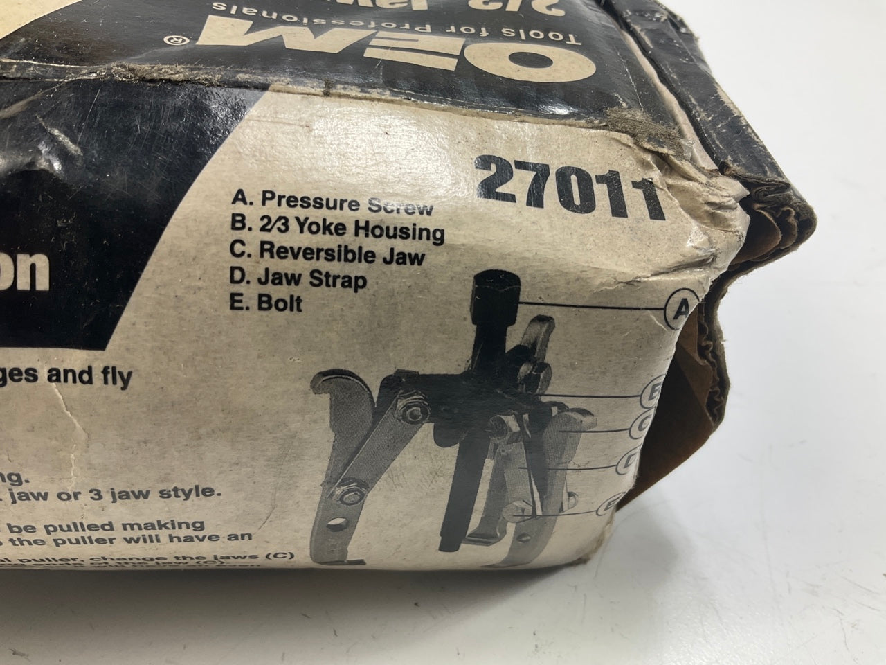USED #22 - OEM Tools 27011 2-Ton Gear Pulley Puller, 2/3 Jaw, 3-1/4'' Spread