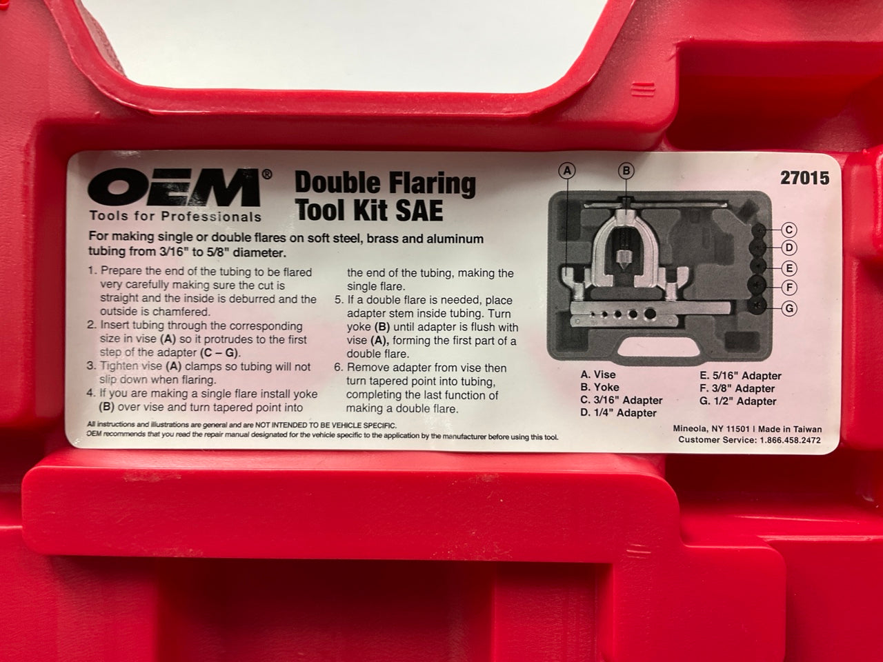 USED #2 OEM Tools 27015 Double Flaring Tool Kit SAE Brake Line