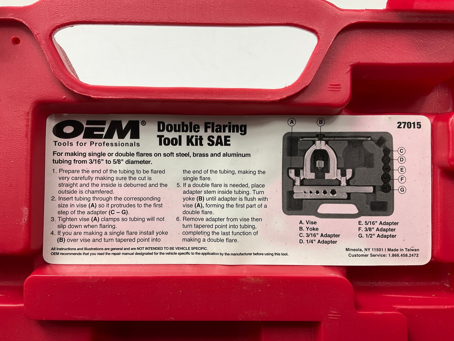 USED #4 - OEM Tools 27015 Double Flaring Tool Kit SAE Brake Line