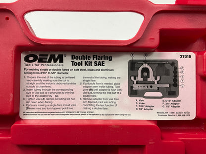USED #4 - OEM Tools 27015 Double Flaring Tool Kit SAE Brake Line