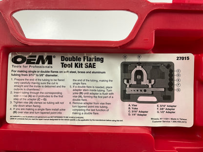 USED #7 OEM Tools 27015 Double Flaring Tool Kit SAE Brake Line