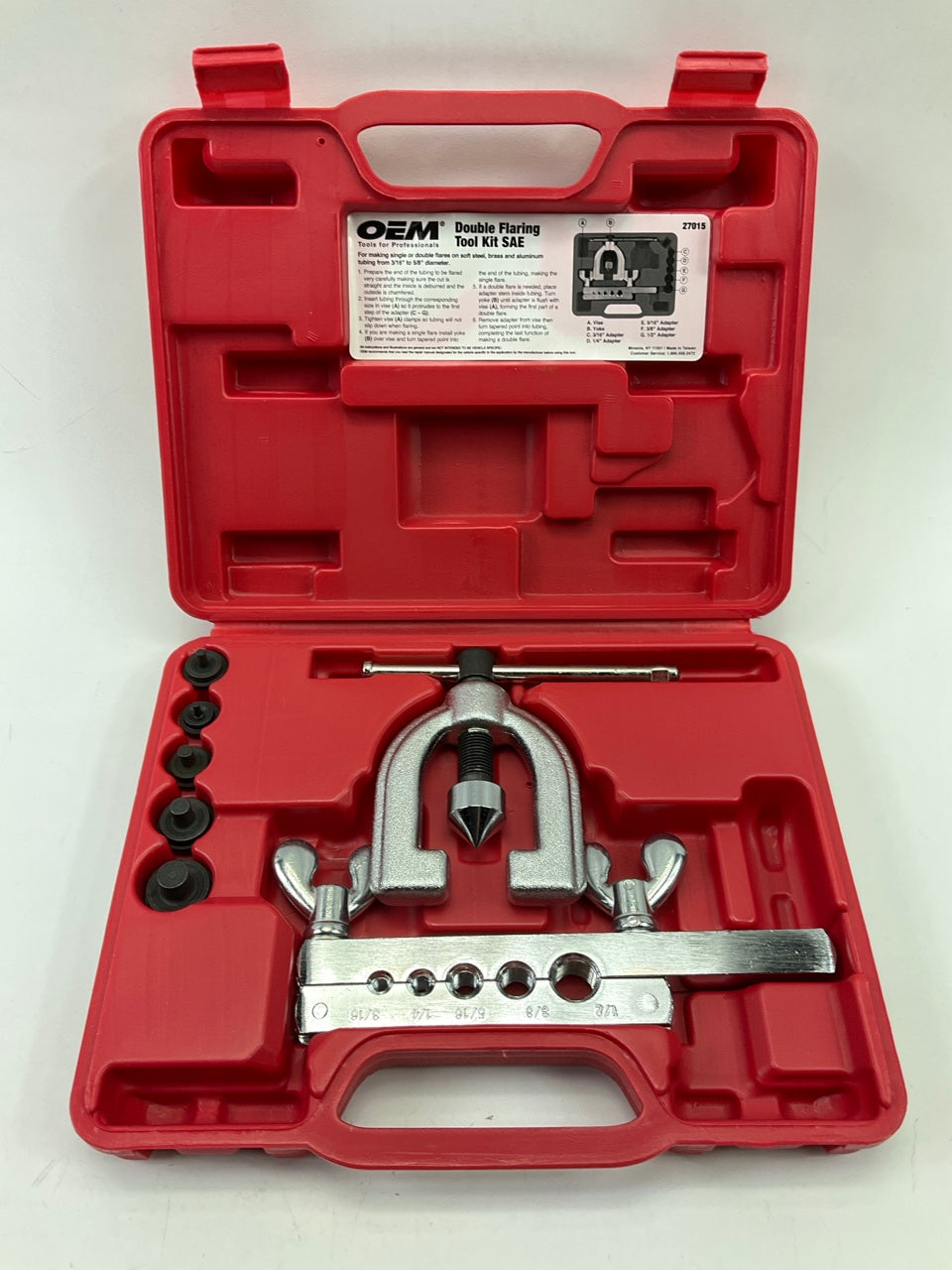 OEM Tools 27015 Double Flaring Tool Kit SAE Dies Brake Line Or Single Flaring