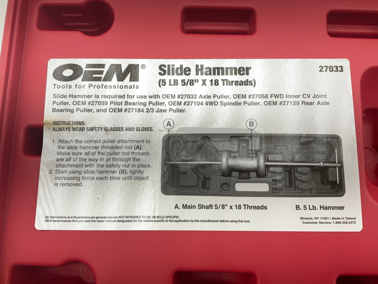 USED #13 - OEM Tools 27033 5-Pound Slide Hammer