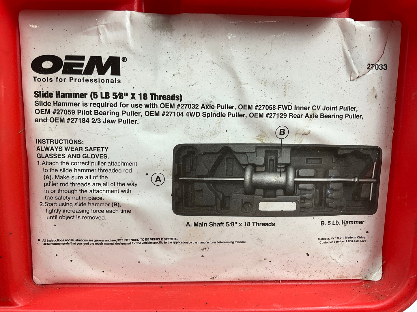 USED #16 - OEM Tools 27033 5-Pound Slide Hammer