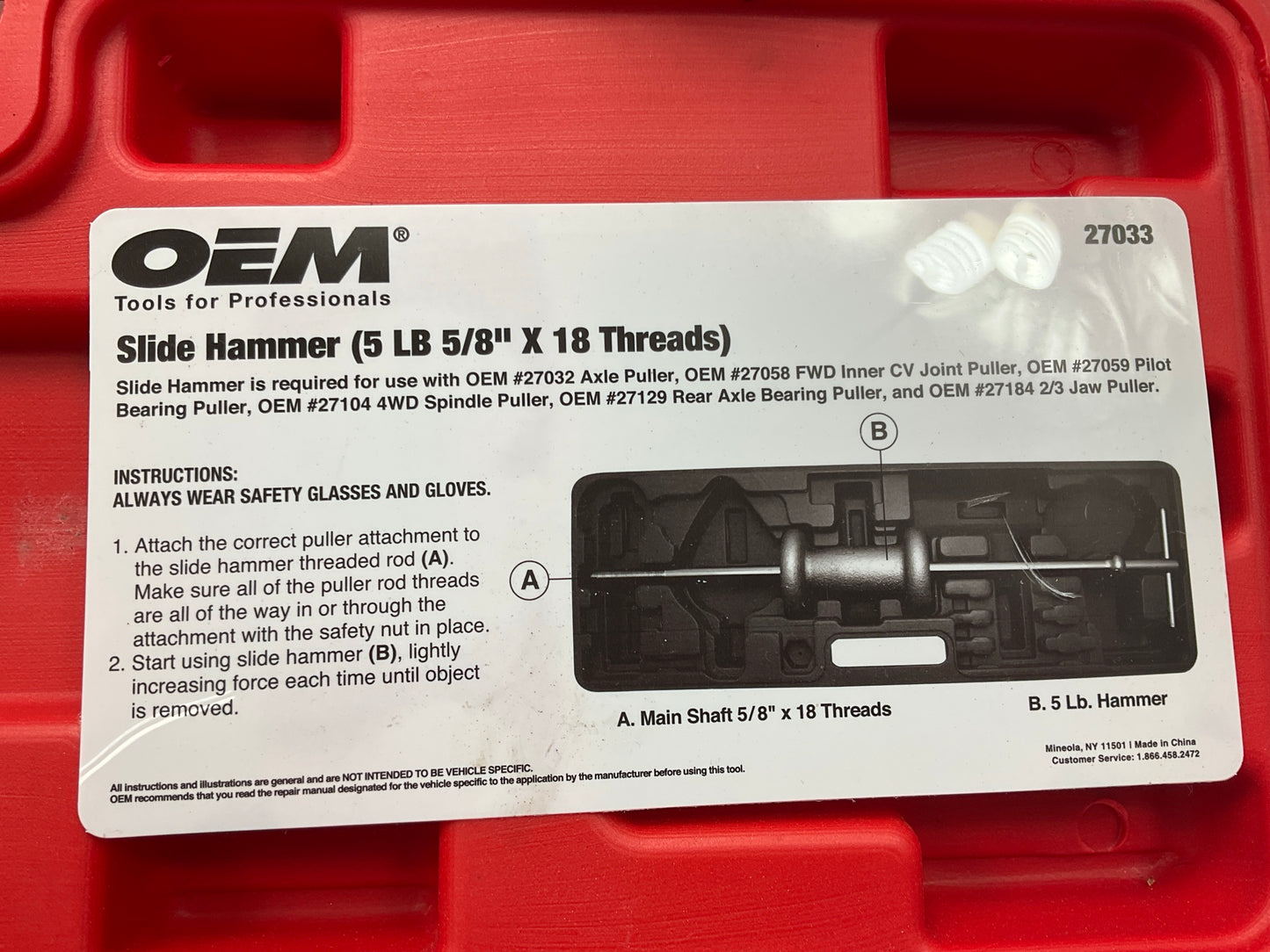 USED #18 - OEM Tools 27033 5-Pound Slide Hammer