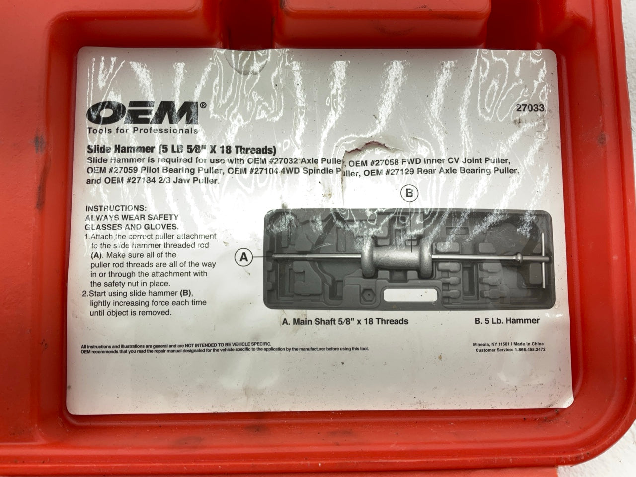 USED #19 - OEM Tools 27033 5-Pound Slide Hammer