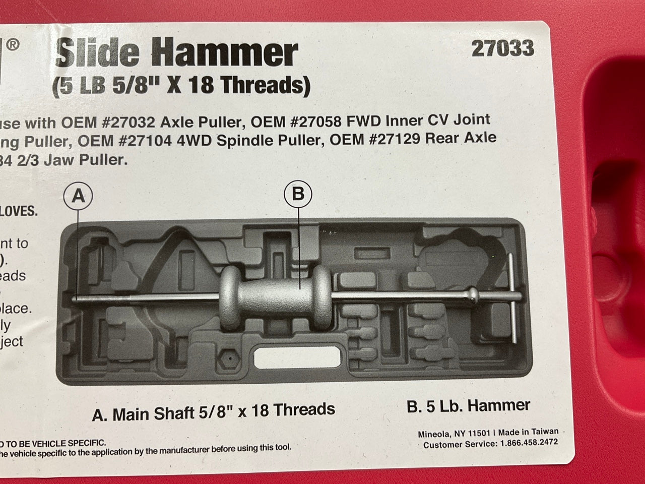 USED #1 - OEM Tools 27033 5-Pound Slide Hammer