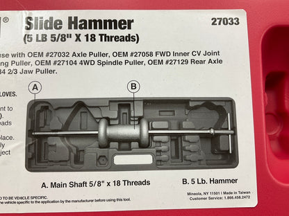 USED #1 - OEM Tools 27033 5-Pound Slide Hammer