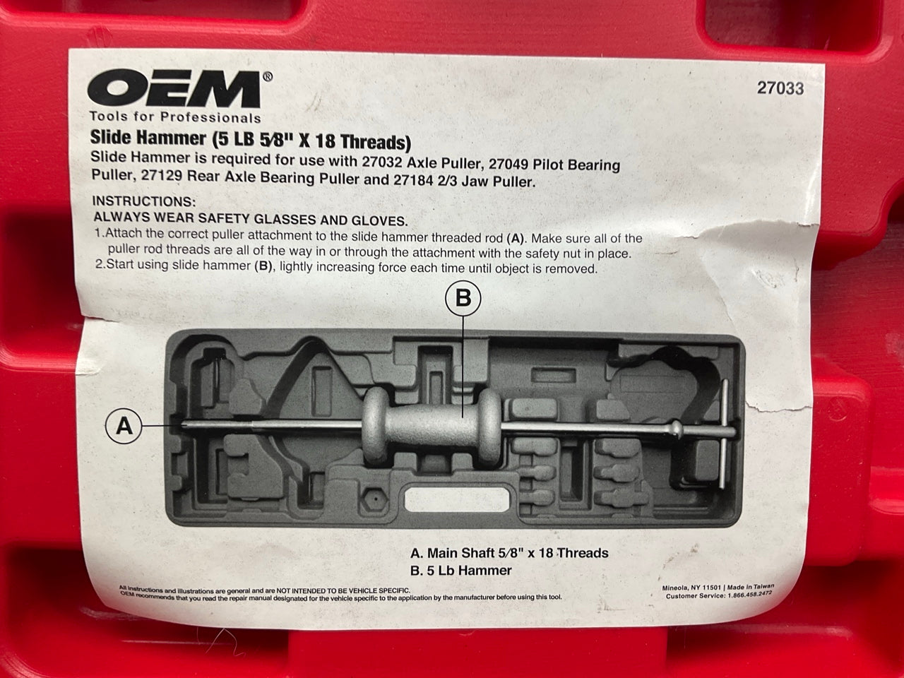 USED #8 - OEM Tools 27033 5-Pound Slide Hammer