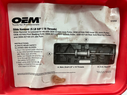 USED #9 - OEM Tools 27033 5-Pound Slide Hammer