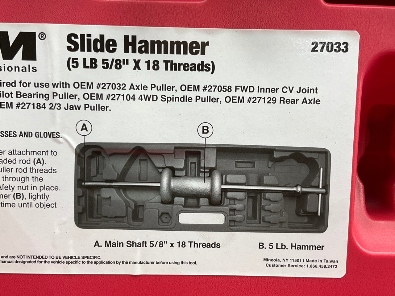 OEM Tools 27033 5-Pound Slide Hammer