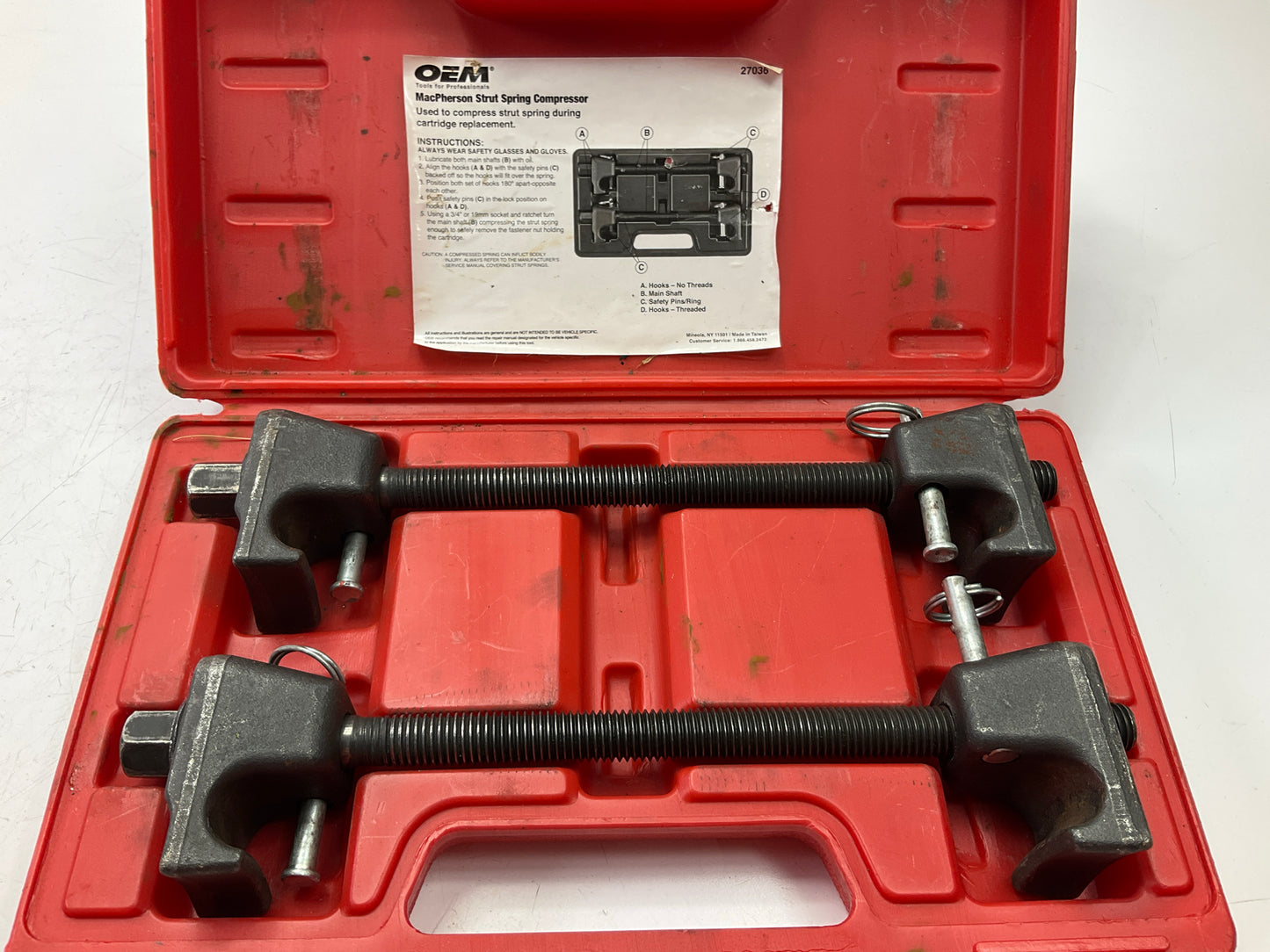 USED #26 - OEM TOOLS 27036 10.75'' MacPherson Strut Spring Compressor Tool
