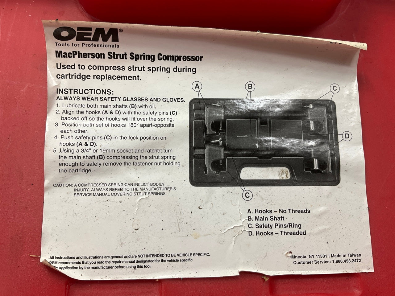 USED #27 - OEM TOOLS 27036 10.75'' MacPherson Strut Spring Compressor Tool