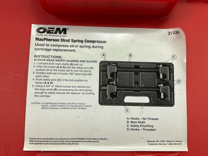 USED #4 - OEM TOOLS 27036 10.75'' MacPherson Strut Spring Compressor Tool