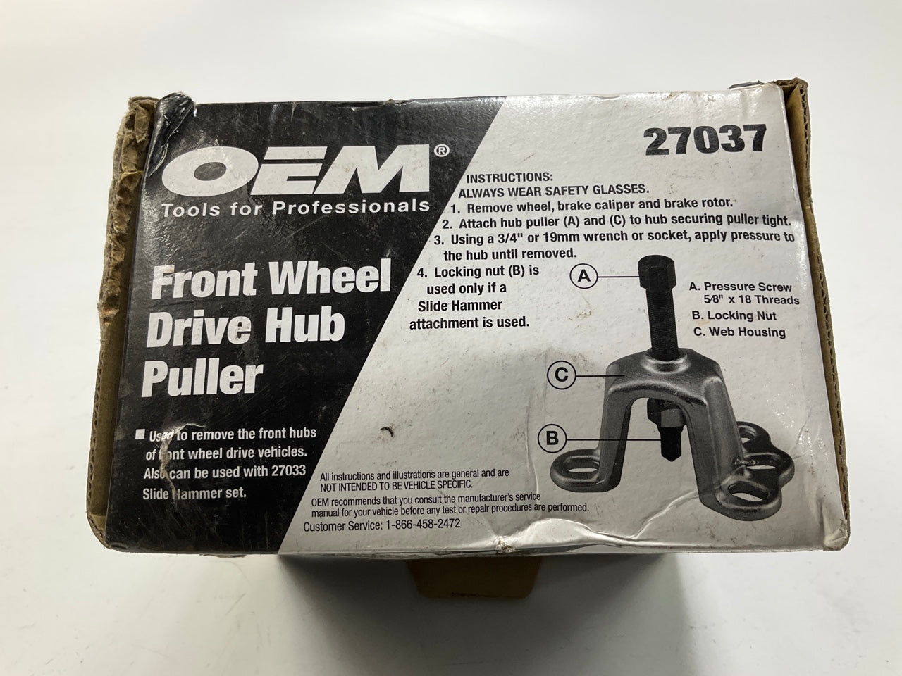 USED #19 - OEM Tools 27037 Front Wheel Drive Hub Puller